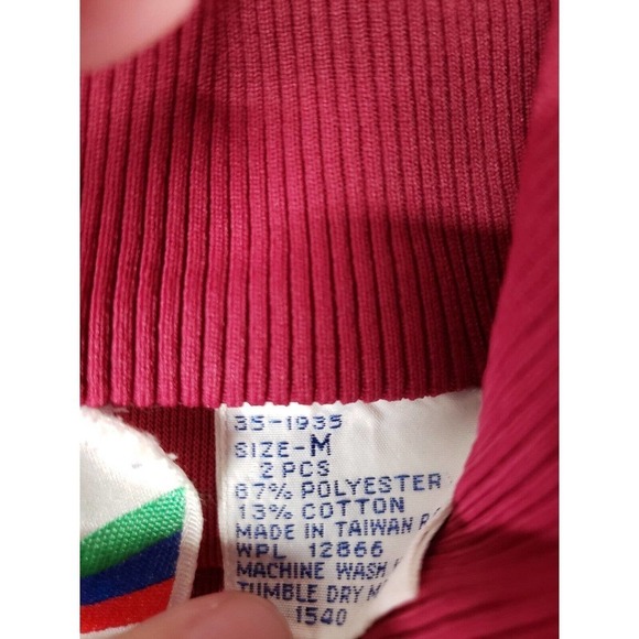 Vintage The Sports Scene Jacket Mens Medium Red Ribbed Full Zip Pockets Outdoor - Picture 7 of 11